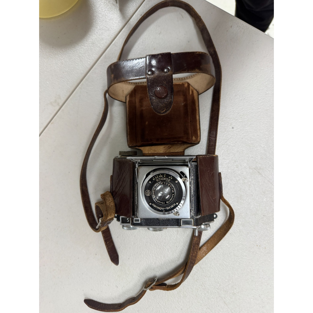 F Deckel Munchen Compur Folding Celina 35mm Camera WWII Trench Leather Case